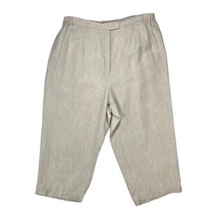Harve Benard Cropped Linen Pants in Light Beige